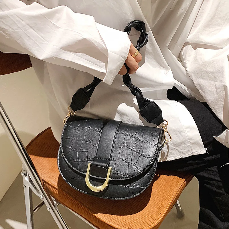 

Stone Grain Texture Handbag 2021 New Trendy Fashion Net Red One-shoulder Underarm Bag Texture Messenger Saddle Bag