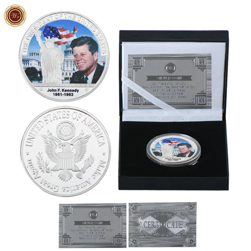 WR США 35-й президент Джон Ф. Металлическая Посеребренная монета Кеннеди с