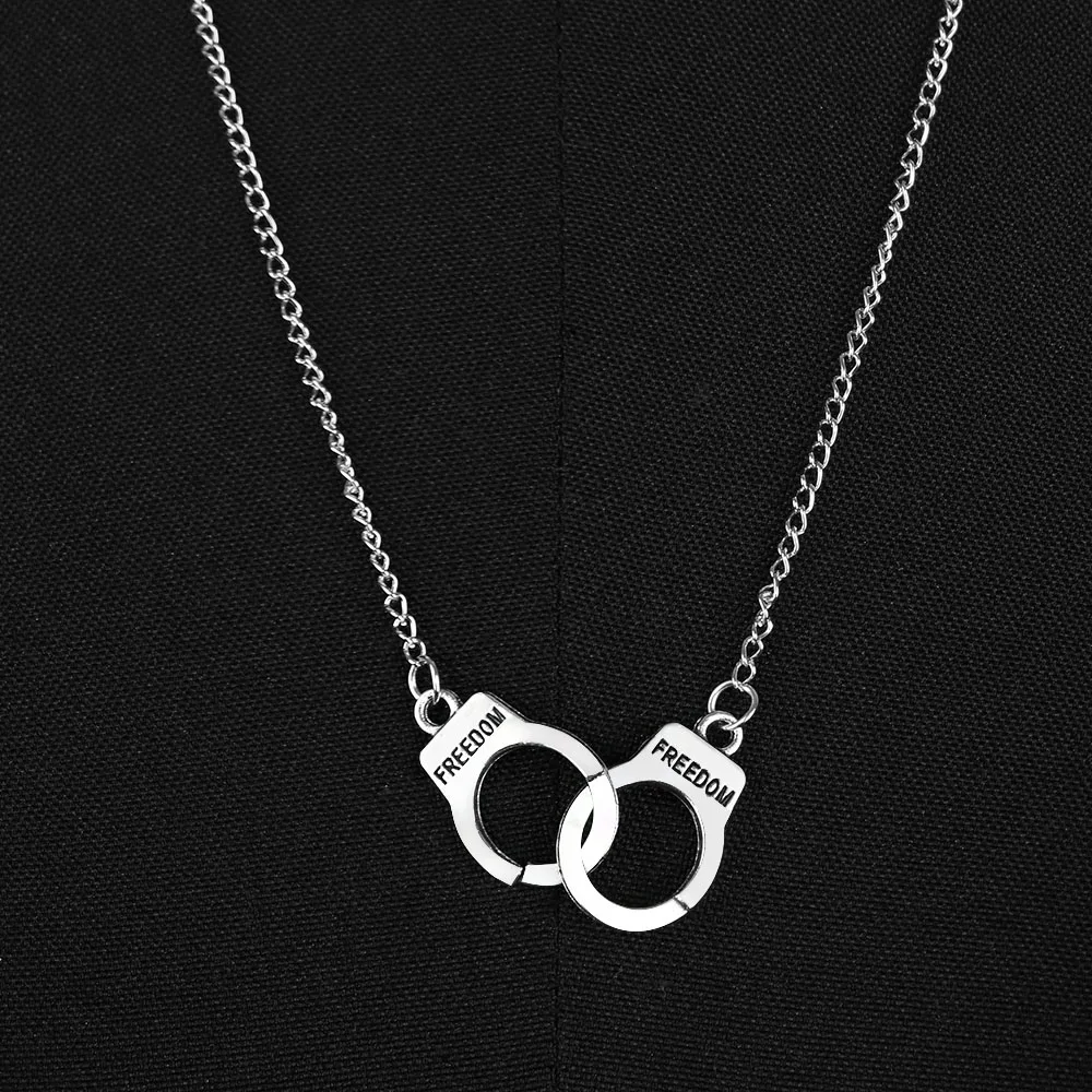 Ожерелье с наручниками серебряная цепочка спутник бусинами чокер женские