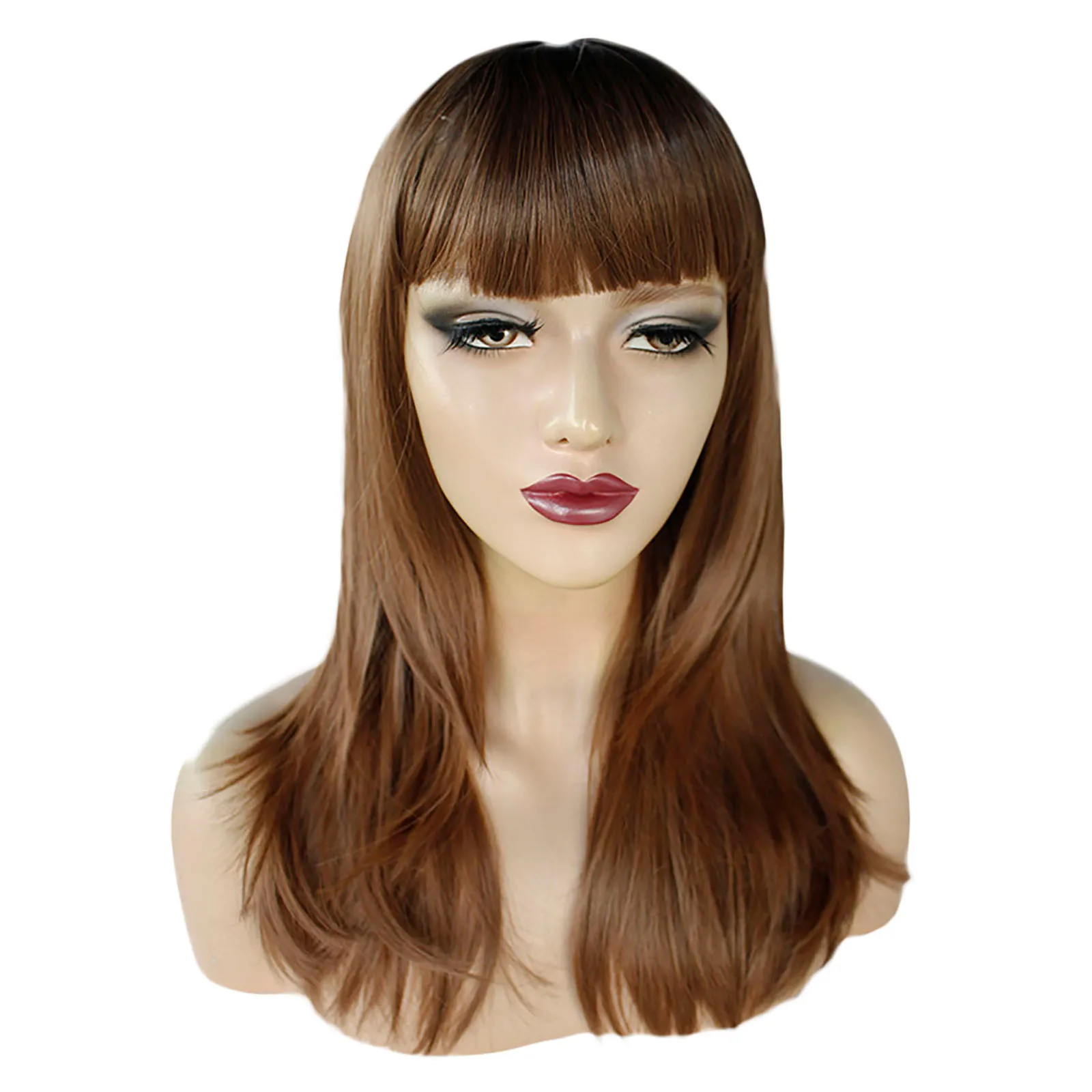 

Brown Water Wave Long Synthetic Wig With Bangs Hair Long Wavy Heat Resistant Synthetic Wigs For Women Wig Cosplay Curly Hair#g30