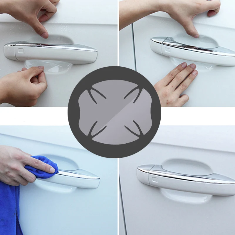 4 шт./лот защитная пленка на ручку автомобиля прозрачная Автомобильная наклейка