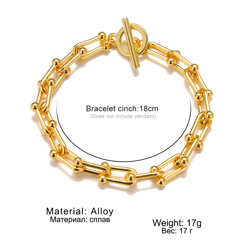 

EN Punk Silver Color Thick Chain Bracelet For Women Couple Creative Hip Hop Vintage Handmade Bracelet Birthday Jewelry Gift