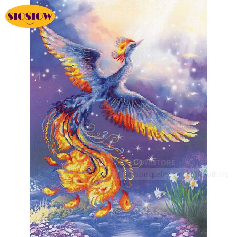 Алмазная 5d картина с Фениксом Набор для творчества квадратная Мозаика из страз