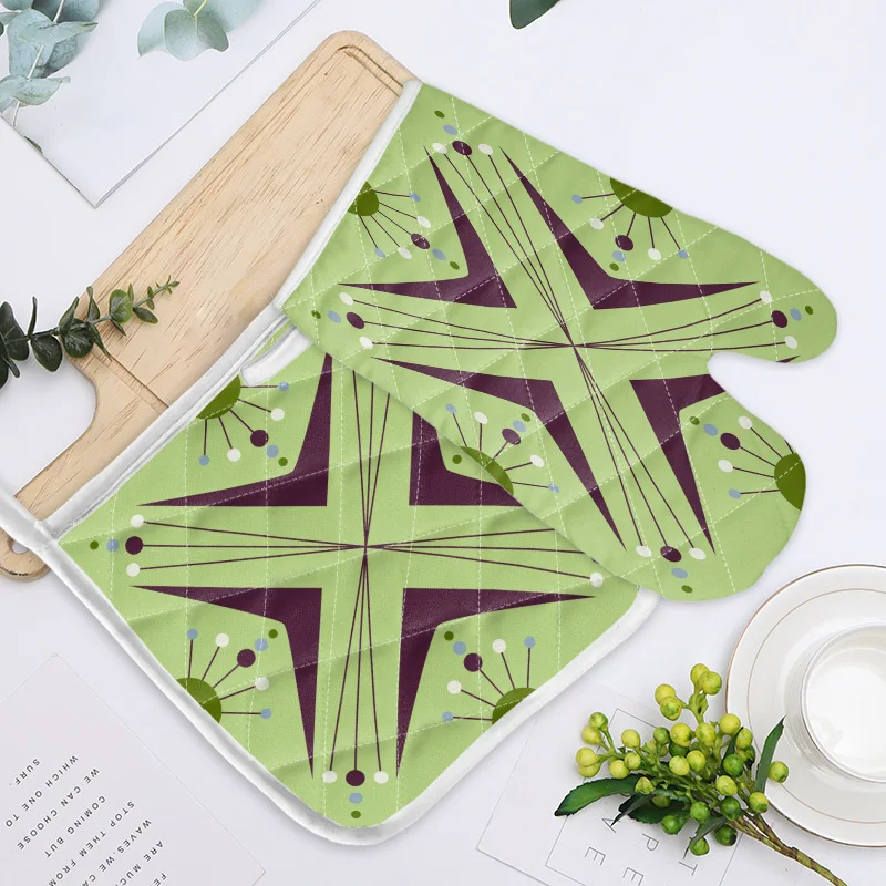 Круглая стрела зеленый Бумеранг Ретро стиль печи митенки выпечки анти горячие