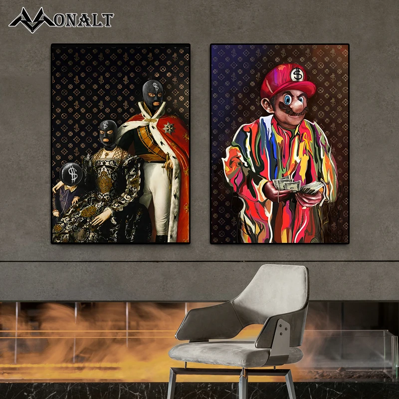 Роскошная живопись семейный дворец в маске ВИНТАЖНЫЙ ПЛАКАТ доллар человек