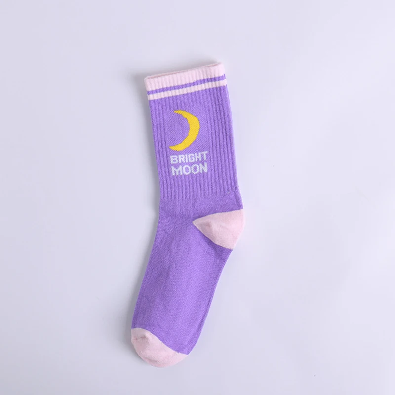 Забавные хлопковые носки для мужчин и женщин 1 пара корейская мода с надписью Moon