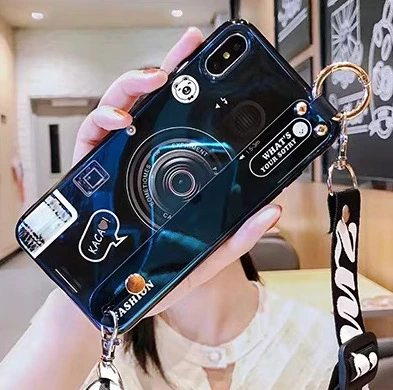 Blue with Strap Для samsung Galaxy Note 10 Plus, 5G, 9, 8, S10 Plus, S10e, S9, S8 Plus, чехол, силиконовый, IMD, ремешок на руку, мягкий чехол, ремешок, Funda - Цвет: Blue with Strap