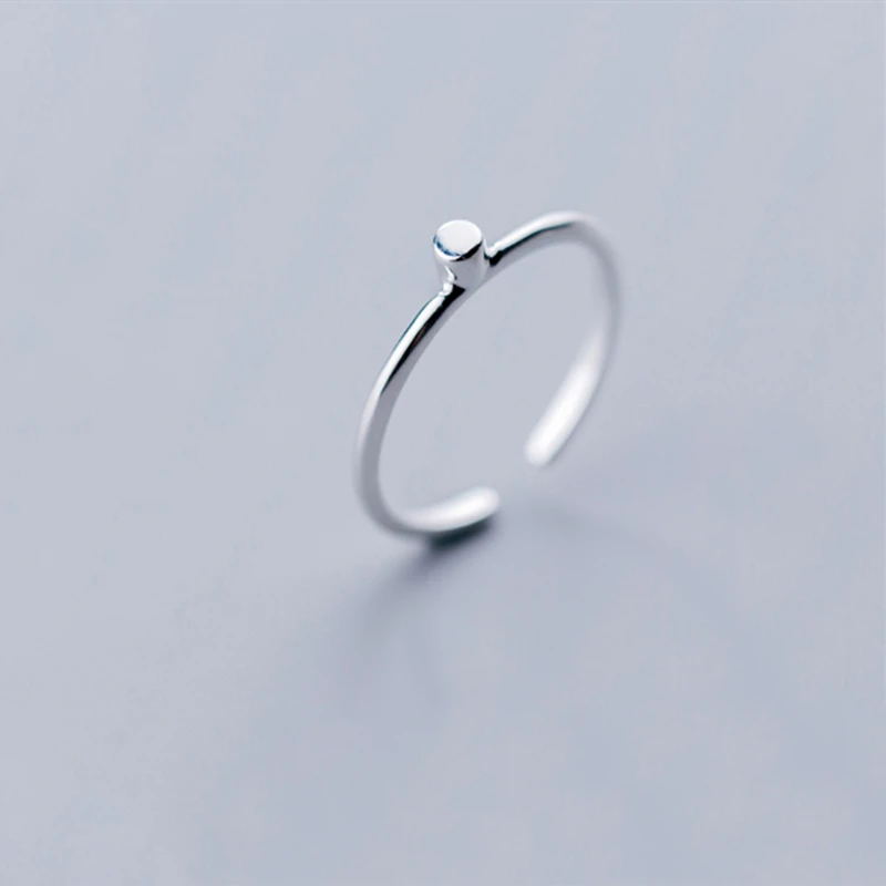 Настоящее 925 пробы Серебряное геометрическое крошечное цилиндрическое кольцо