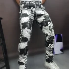 Вечерние джинсы в стиле хип-хоп, модные черные джинсы с буквенным принтом, мужские дизайнерские джинсы, четыре сезона, обтягивающие джинсы для мужчин Moda Hombre 2021