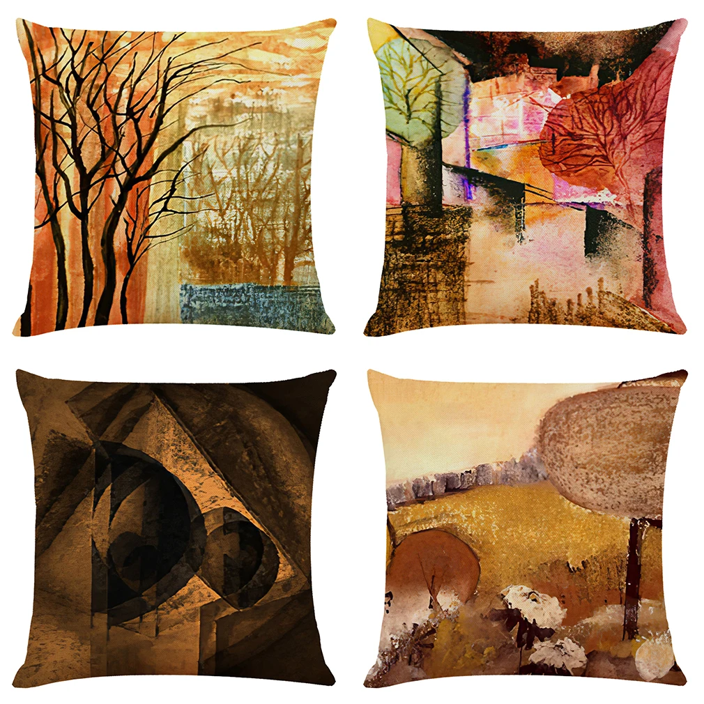 

Art Landscape Cushion Cover Hoga Decorative Pillow funda cojines 45x45 housse de coussin Nordic Throw Pillow Cover for Sofa Car