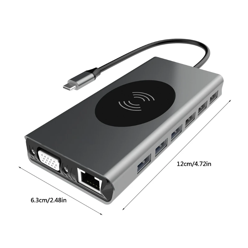 

P8DF USB Type C Hub 15 in1 4K HDMI-Compatible Docking Station Rj45 VGA PD 87W Fast