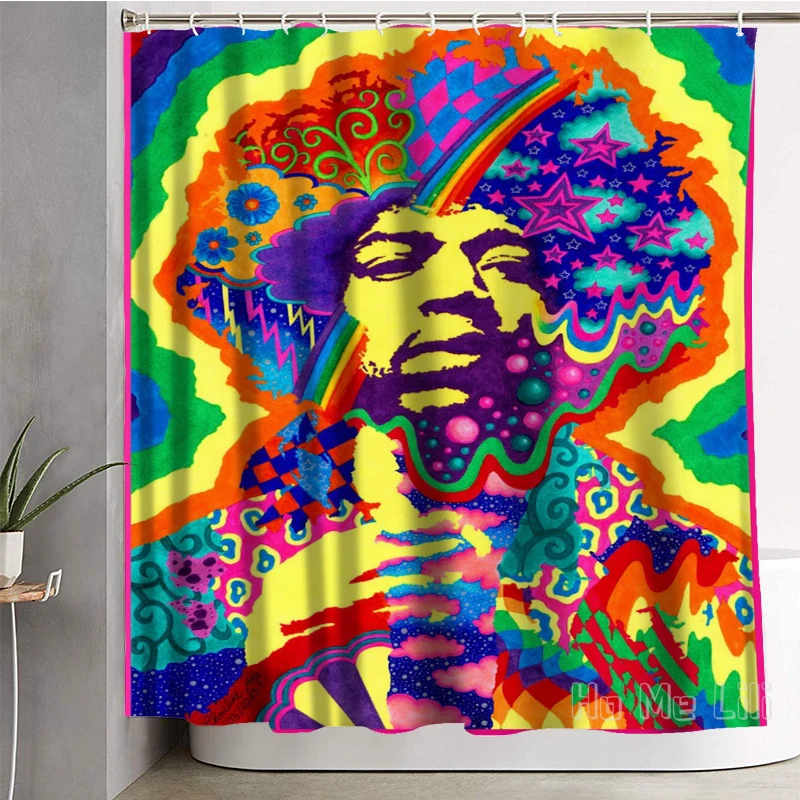 

Psychedelic Poster Shower Curtain Decor Waterproof Bathroom Decorations