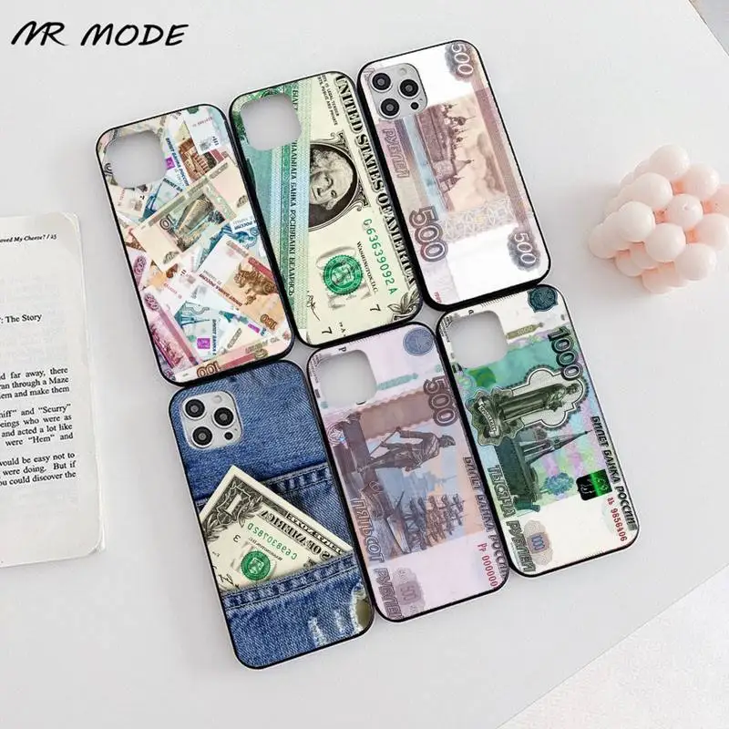 Рубль валюты из натуральной кожи сумка портфель чехол для iPhone 11 12 pro XS MAX 8 7 6 6S Plus X 5S