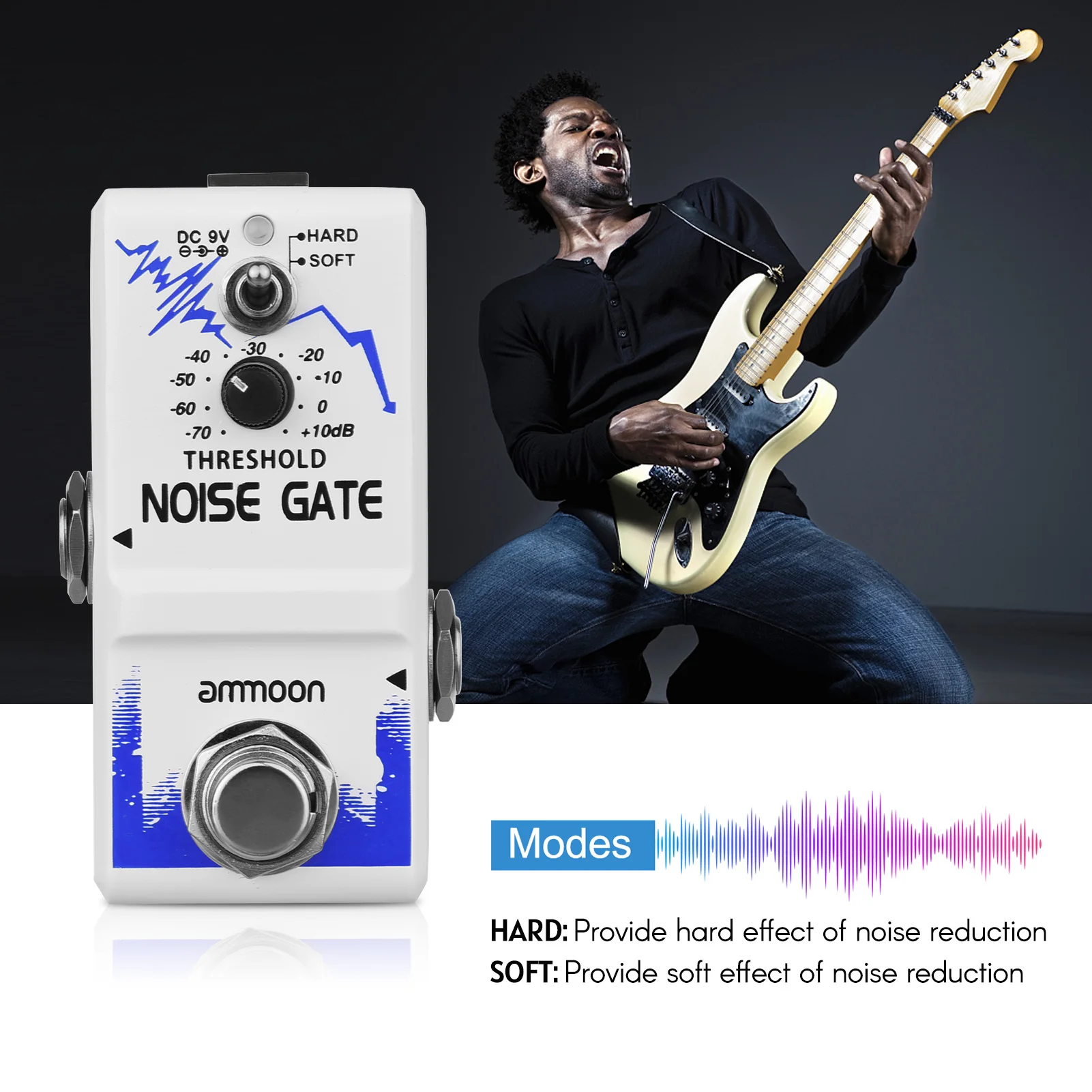 

ammoon Single Noise Gate Guitar Effect Pedal True Bypass Zinc Alloy Shell