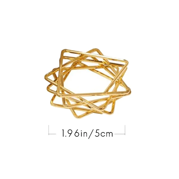 

10Pcs Polygon Star Design Napkin Rings Metal Napkin Holders for Wedding Birthday Party Decorations Gold