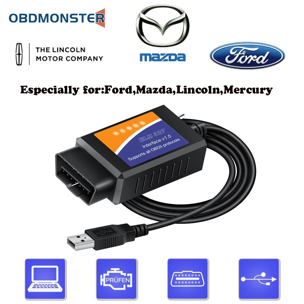 

PIC18F25k80 Chip V1.5 ELM 327 USB with HS CAN/MS CAN switch for ford Forscan Coding ELMconfig, FoCCCus car diagnostic Tool