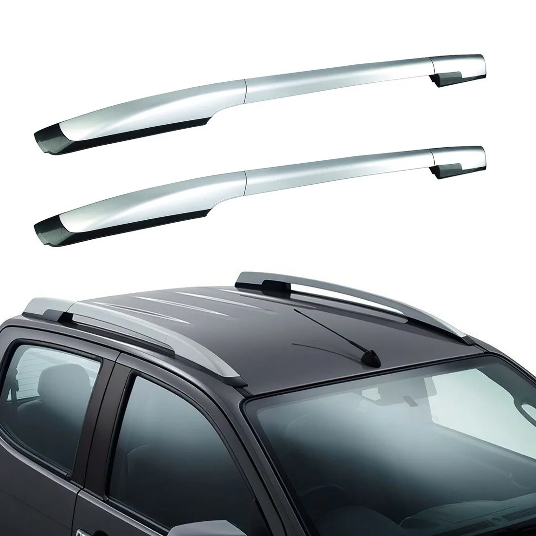 

Roof Rack Crossbar Replacement for 2012 2013 2014 2015 Isuzu D Max Pair OE Style Aluminum Bolt-On Roof Top Rail Side Rack Silver