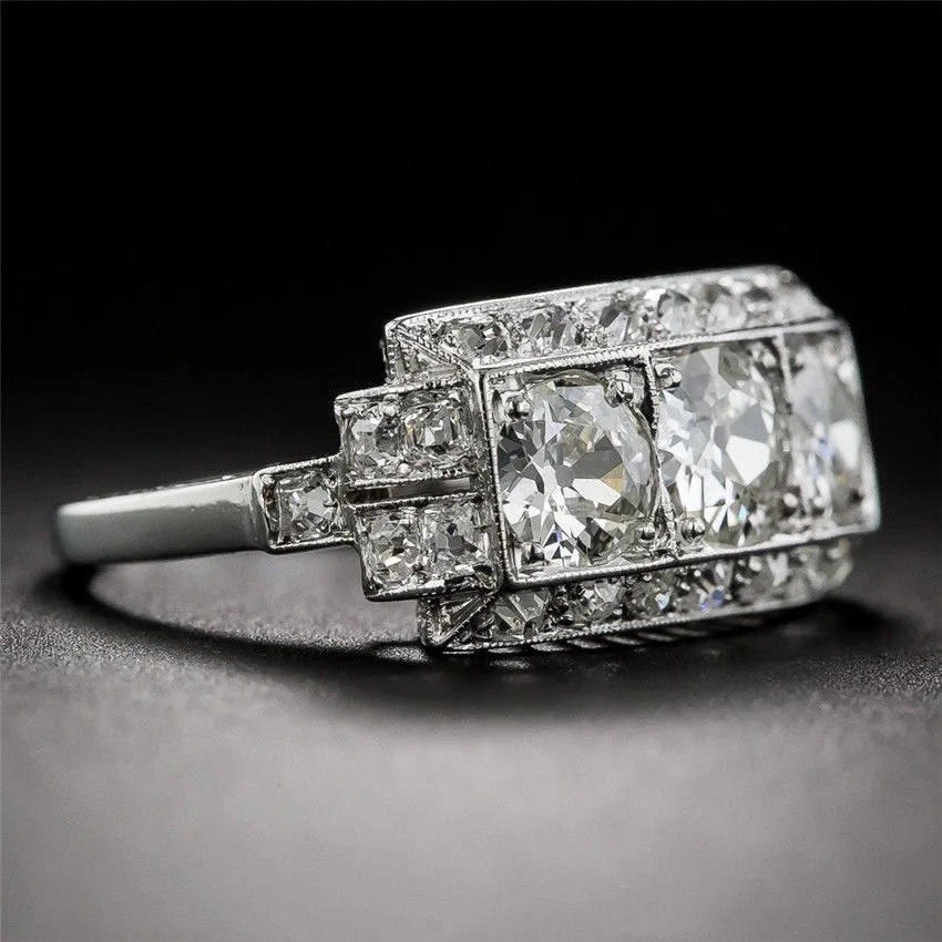 925 anillos серебро Ретро трендовый белый циркон женское кольцо на палец простой