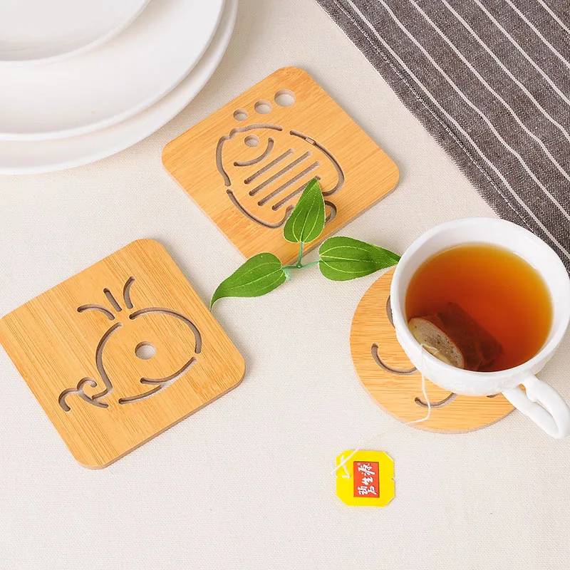 Деревянный креативный мультяшный изоляционный коврик чайная кофейная кружка