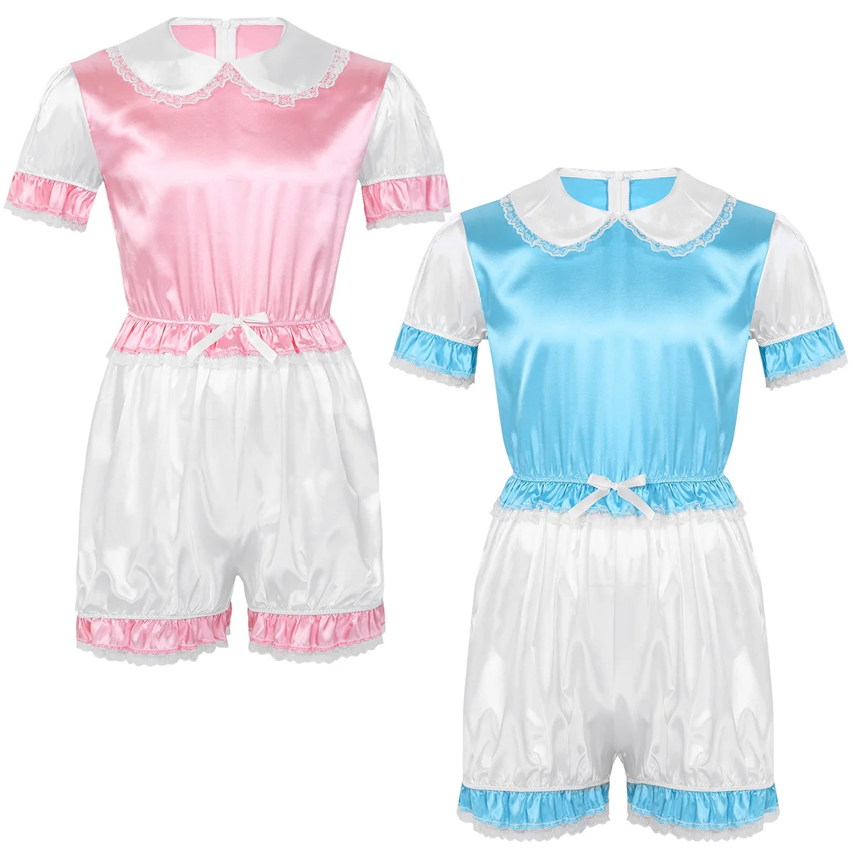 Мужское Шелковистое атласное эротическое белье боди одежда для сна с короткими