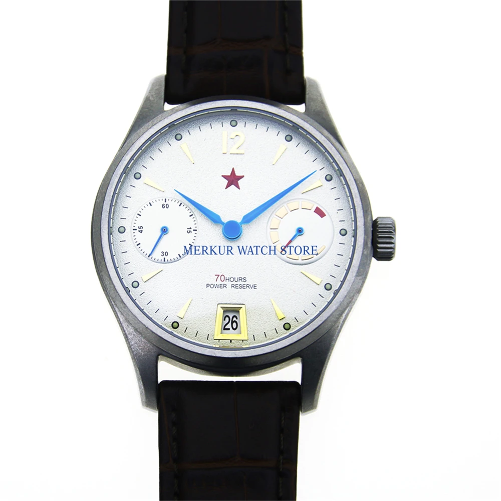 Красные звезды механические 1963 мужские пилот Часы флигер B-UHR намотки военный запас мощности 70 часов большой Дата пилот Часы