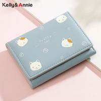 brand designer cat prints pattern small wallets women soft leather zipper coin bag ladies purse card holder purses female wallet