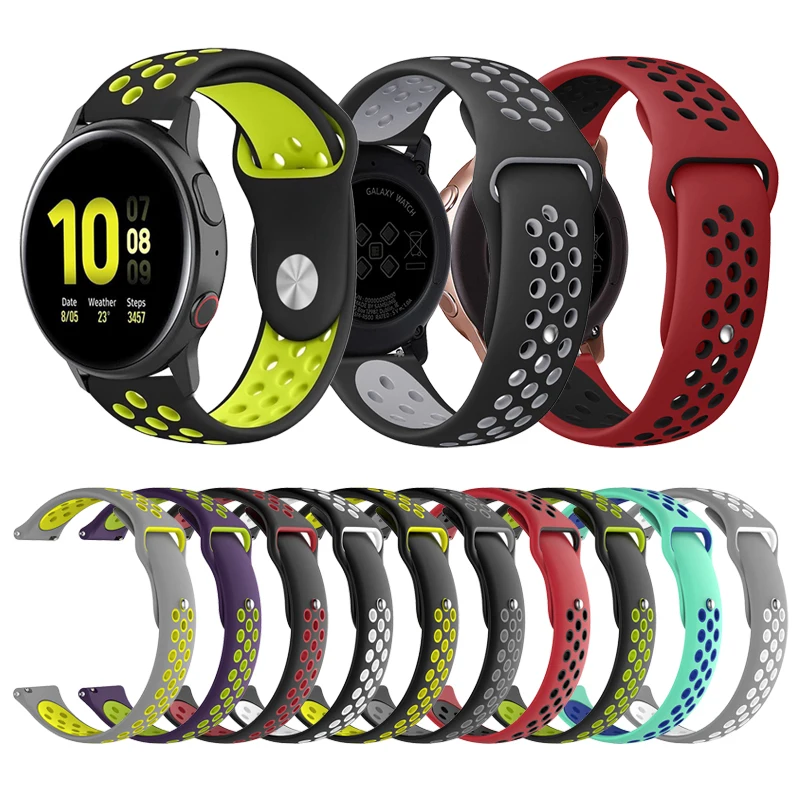 Силиконовый ремешок для часов Samsung Active 2 44 мм 40 R830 Gear S3 Galaxy 46 42 SM R820 R760|Ремешки часов|