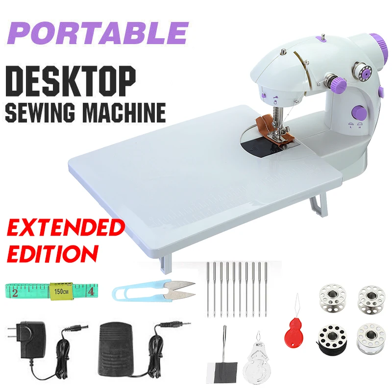 

Mini Sewing Machine 2-Speed Double Thread Portable Electric Household Multifunction Sewing Machin with Light Cutter Foot Pedal