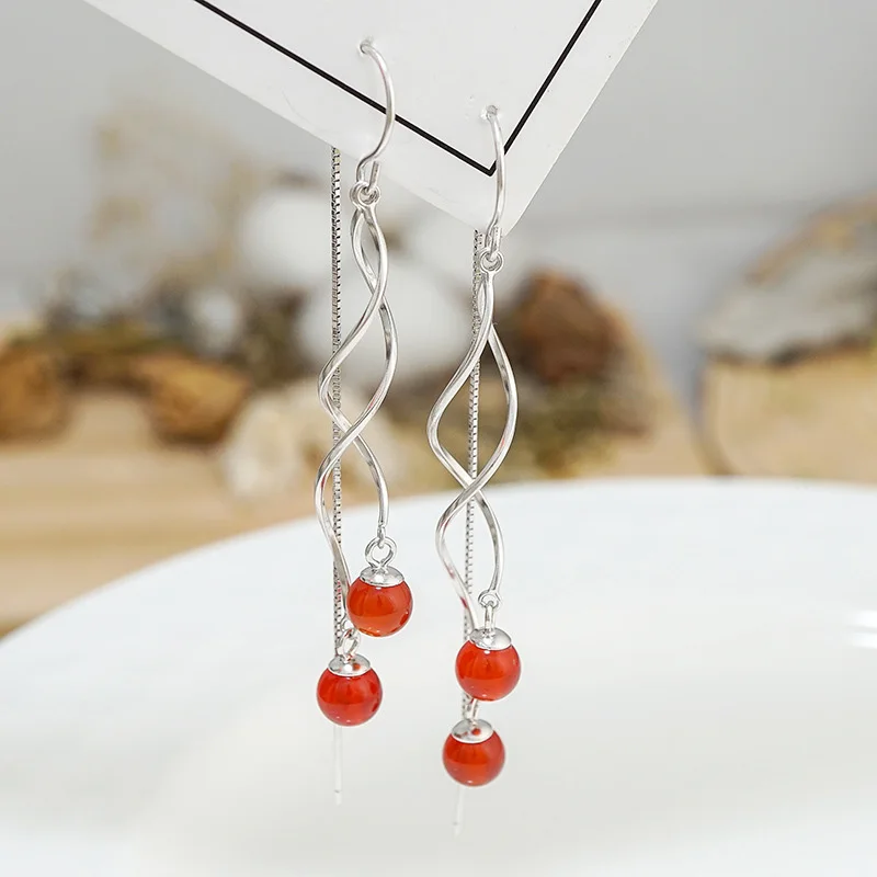 

Garnet Long Tassel Earrings New Pearl Pop Earrings Gemstone Ruby Fine Jewelry Best Gifts S925 Sterling Silver Natural Water Drop