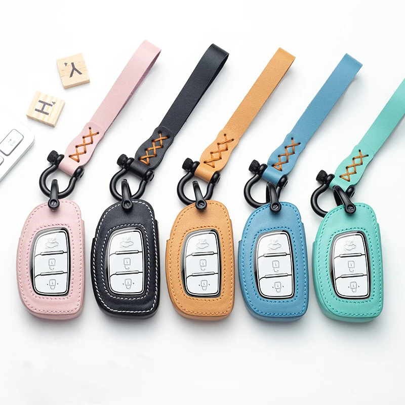 Кожаный Автомобильный Брелок с смарт чехол держатель для ключа Hyundai V Elantra Tucson Mistra