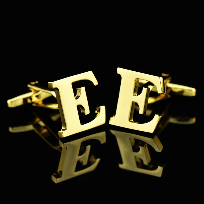 26 английские буквы Модные мужские ювелирные изделия Золотой Цвет Медь рубашки