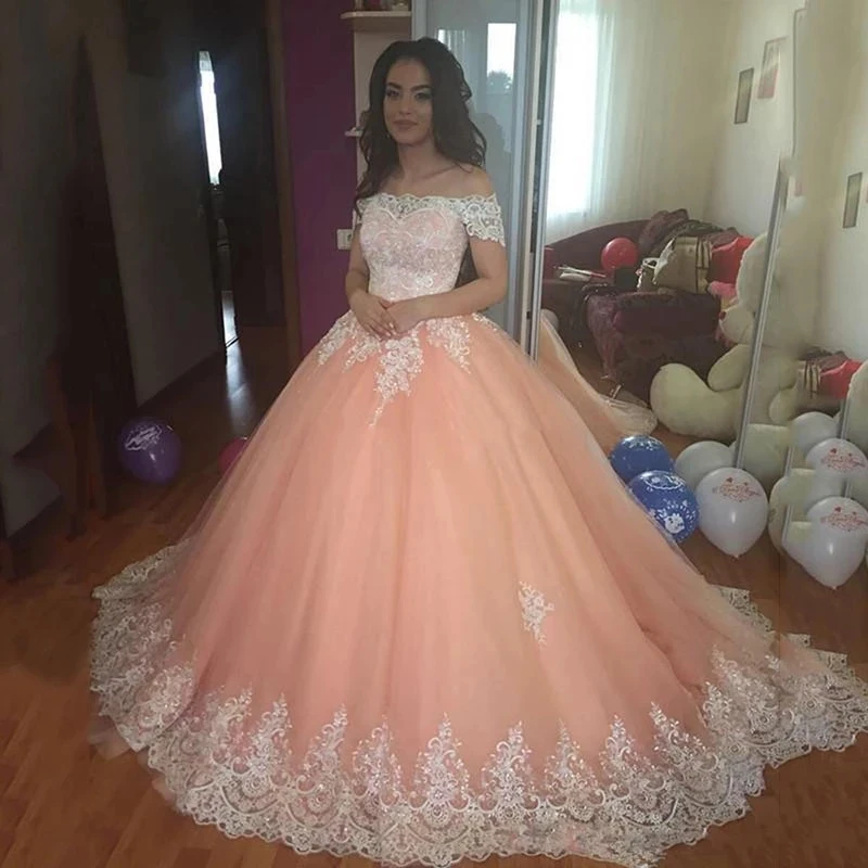 

2021 Ball Gown Quinceanera Dresses Plus Size Sweet 16 dress Off Shoulder Appliques Organza 15 Years Girls Vestido 15 Anos BM731