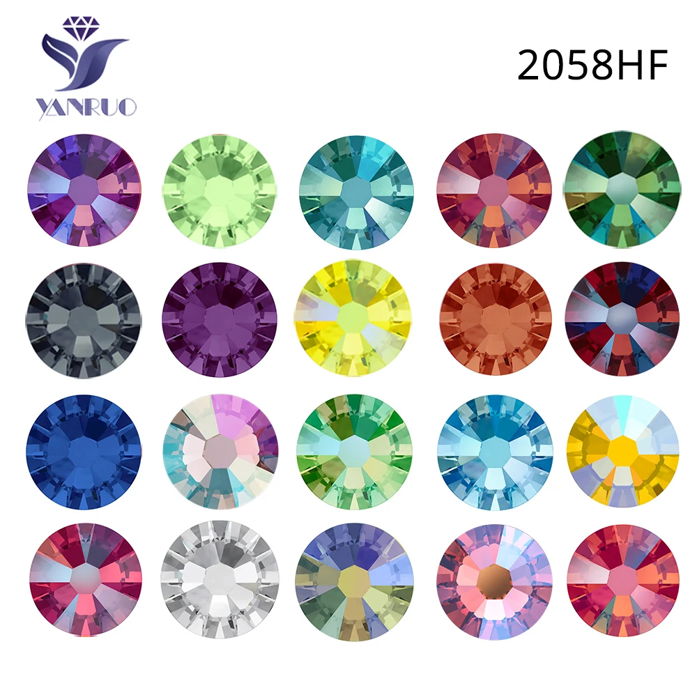 2058HF разноцветные стразы с горячей фиксацией камни железо на кристалле теплопередача стеклянные камни со стразами для свадебного платья