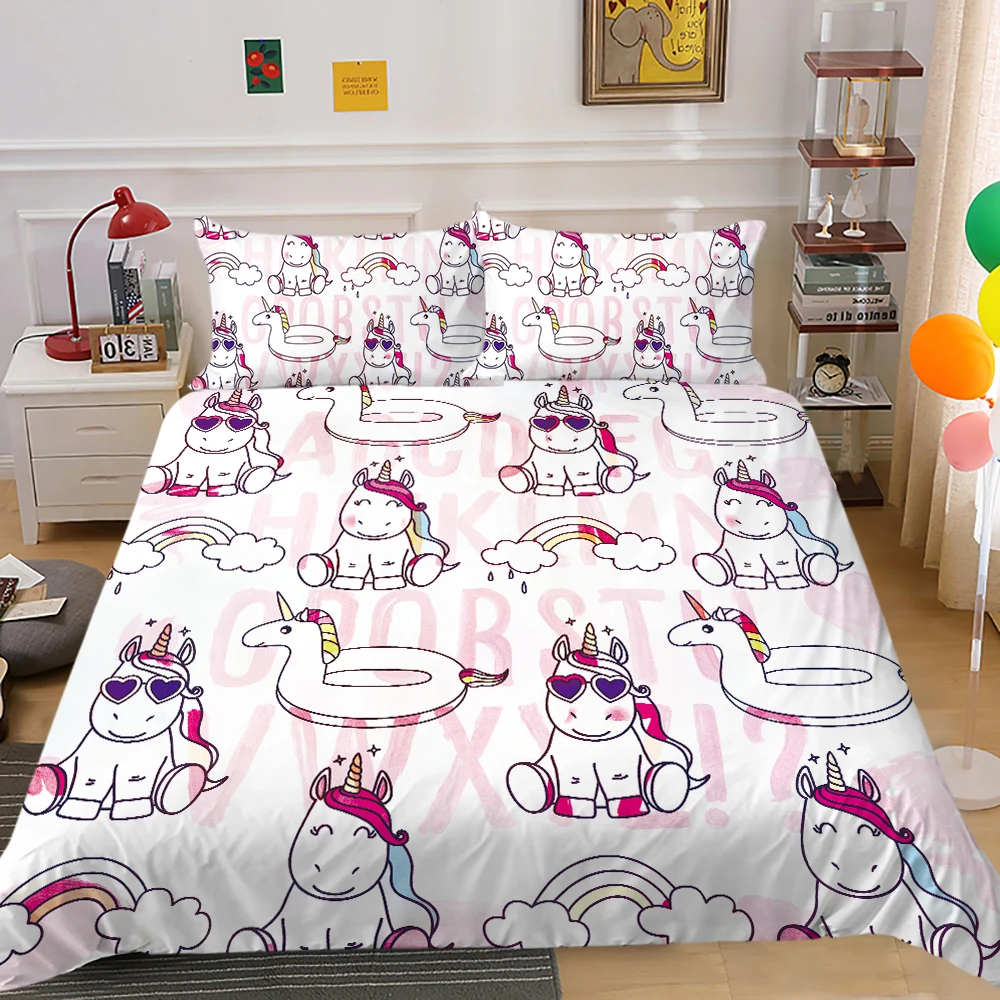 

Cartoon Bedding Set Duvet Cover Set 2/3 Pcs Comforter Cover Set with Pillowcase Bed Gift Home Textile