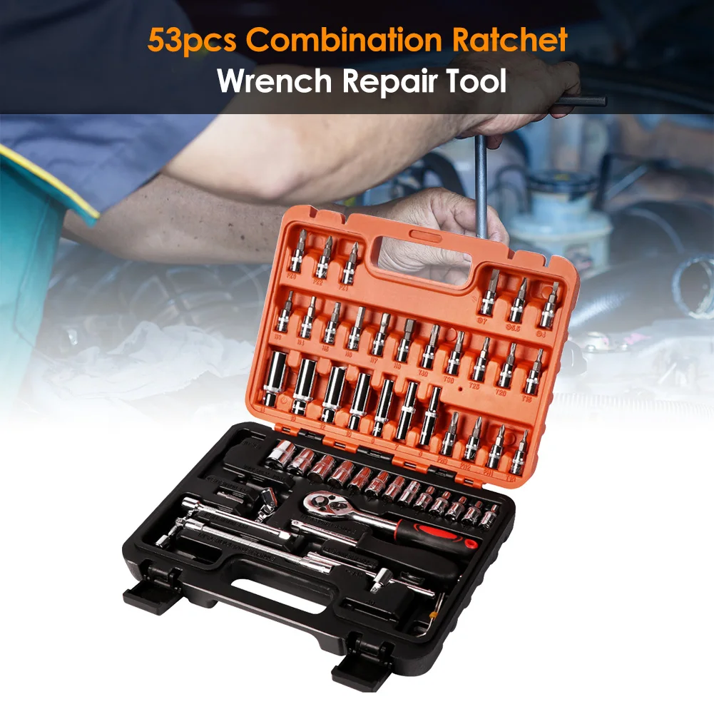 

53pcs Combination Ratchet Wrench Socket Spanner Automobile Car Repair Tool