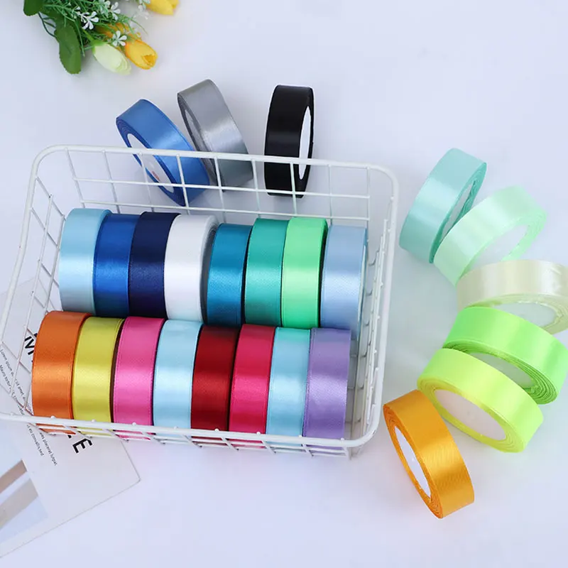 Шелковые атласные ленты 25 мм сделай сам белого синего фиолетового зеленого