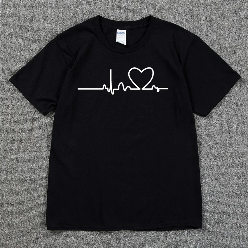 

Unisex Electrocardiogram Print Hip Hop Men Women t shirt Summer Short Sleeve Casual Funny Tshirt Tops Male t-shirt Swag Tee
