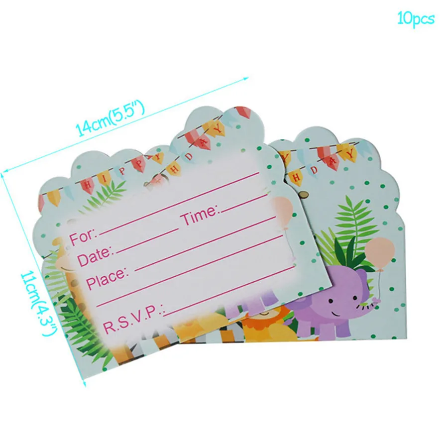 Jungle Zoo theme invitation card cartoon greeting party supplies invite friends children's birthday | Дом и сад