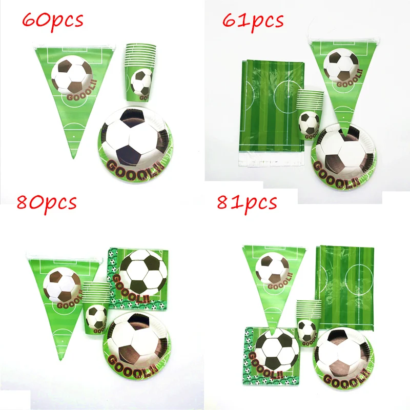 Зеленая футбола 81 шт./лот одноразовые на день рождения вечерние посуда чашки