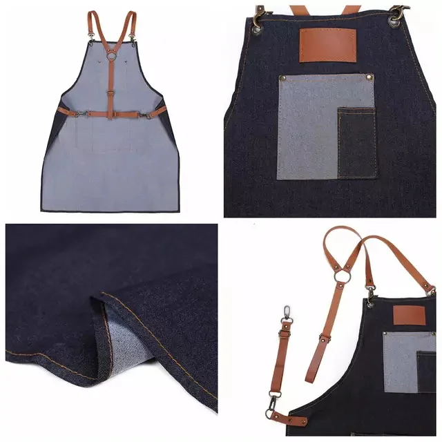 Фартук для стрижки волос парикмахерских салонов джинсовый без рукавов защита