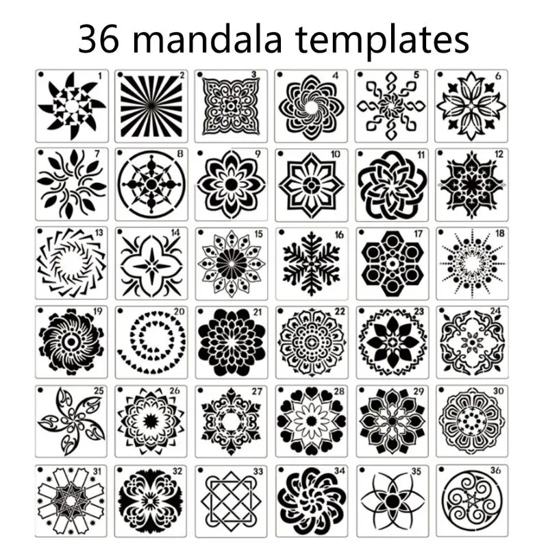 

56 Pack Mandala Dot Painting Templates Stencils, Small Mandala Template Stencils R91A