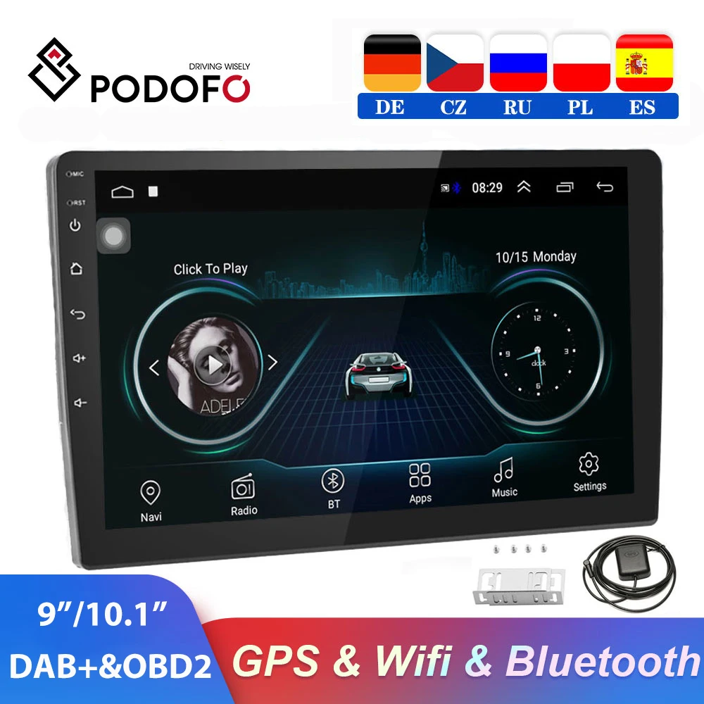 Автомагнитола Podofo 2DIN Android 8 1 9/10 дюймов GPS OBD2 для VW Nissan Kia Toyota Ford Peugeot Honda Skoda