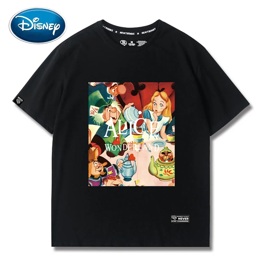 Дисней стильный милый Алиса в стране чудес мультфильм печати o образным вырезом