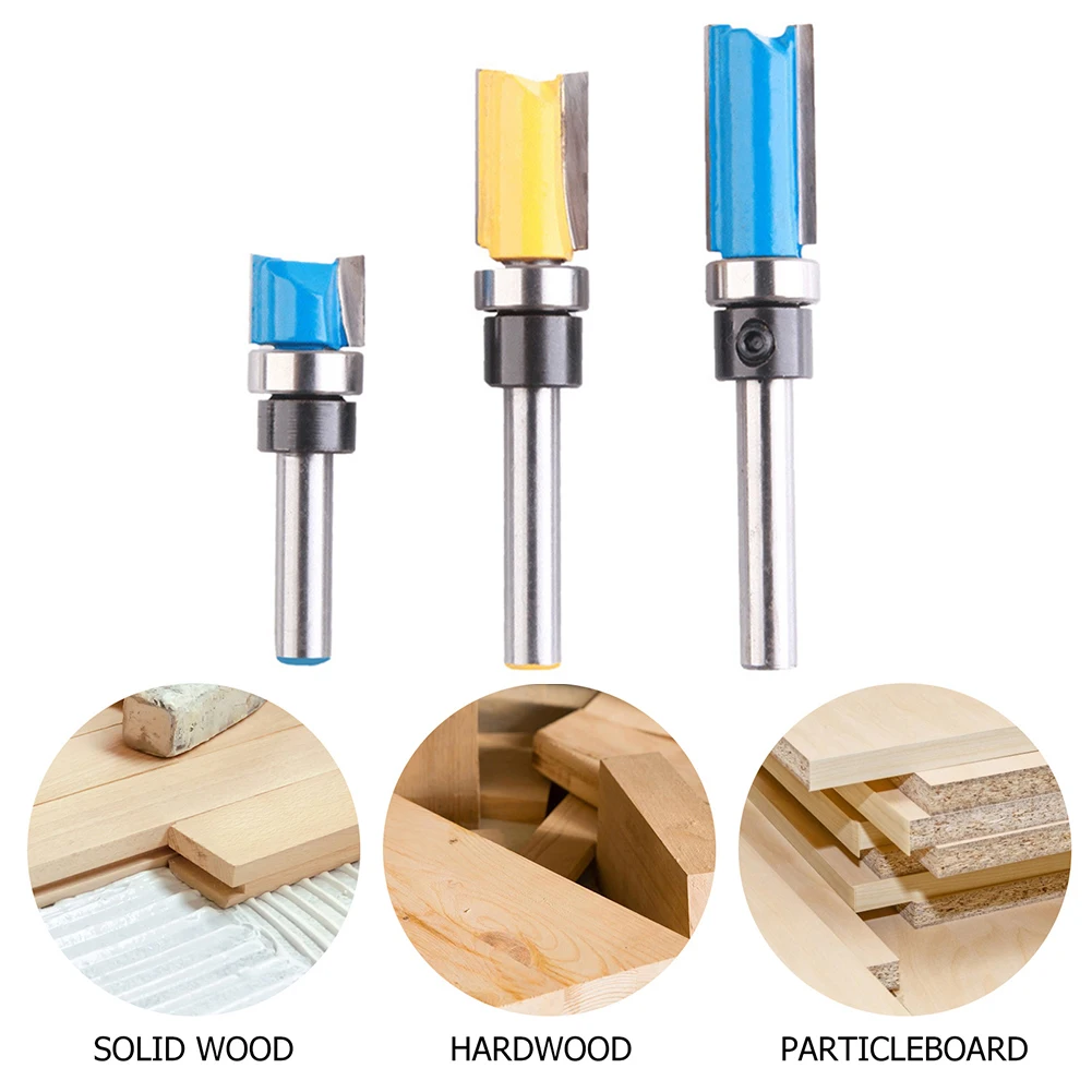 

3pcs 1/4 Shank Trimming Drilling Milling Cutter Groove Joint Assembly Router Bit Woodworking Engraving Cutting Tools for Wood