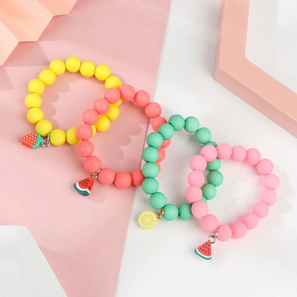 Милый мягкий глиняный кулон в виде фруктов браслеты с матовыми бусинами Детские