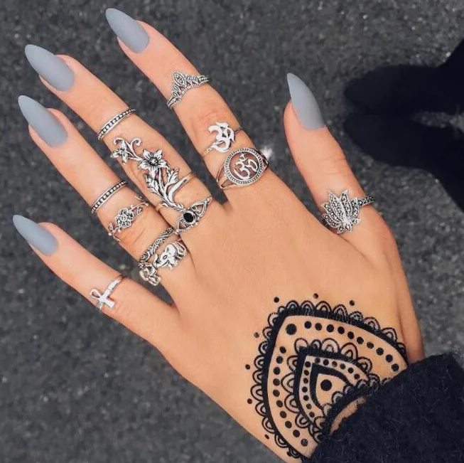 12 шт./компл. женские богемные серебряные розы слон крест кристалл лотос Ом Йога