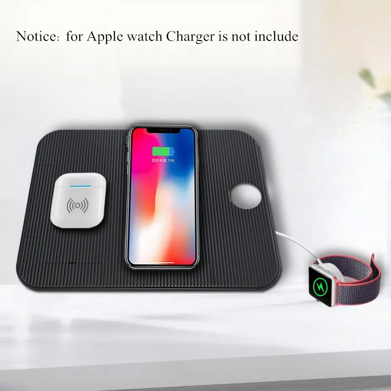 10 Вт складное Qi Беспроводное зарядное устройство для iPhone 8 X XSMax быстрая Беспроводная зарядная площадка для Apple i Watch 4 3 зарядное устройство 4 устройства зарядное устройство