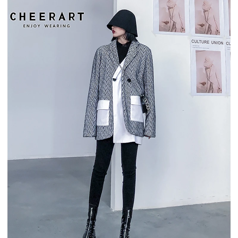 

Дизайнерский Блейзер CHEERART, женский модный Блейзер, куртка, Искусственный блейзер из двух частей, пальто, Женский блейзер, весенняя одежда 2020