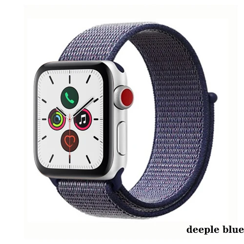 Нейлон pulseira для apple watch band 4 44 мм 40 мм(iwatch 5) apple watch 3 2 1 ремешок 42 мм 38 мм дышащий браслет ремень аксессуары - Цвет ремешка: deeple blue