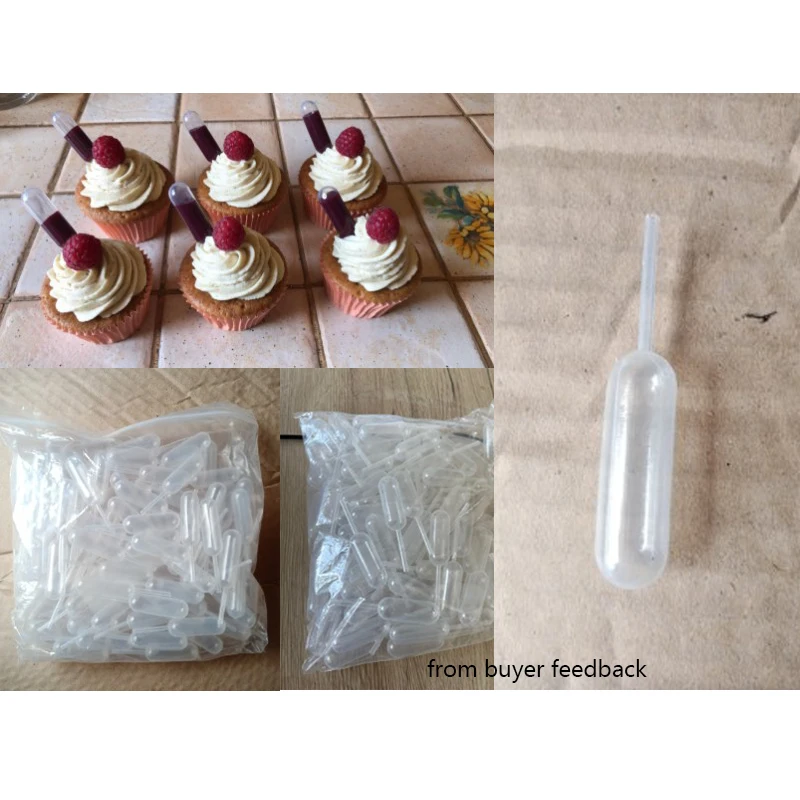 

100pcs 4ml Disposable Pipettes Plastic Squeeze Transfer Pipettes For Strawberry Cupcake Ice Cream Chocolate Lab Dropper